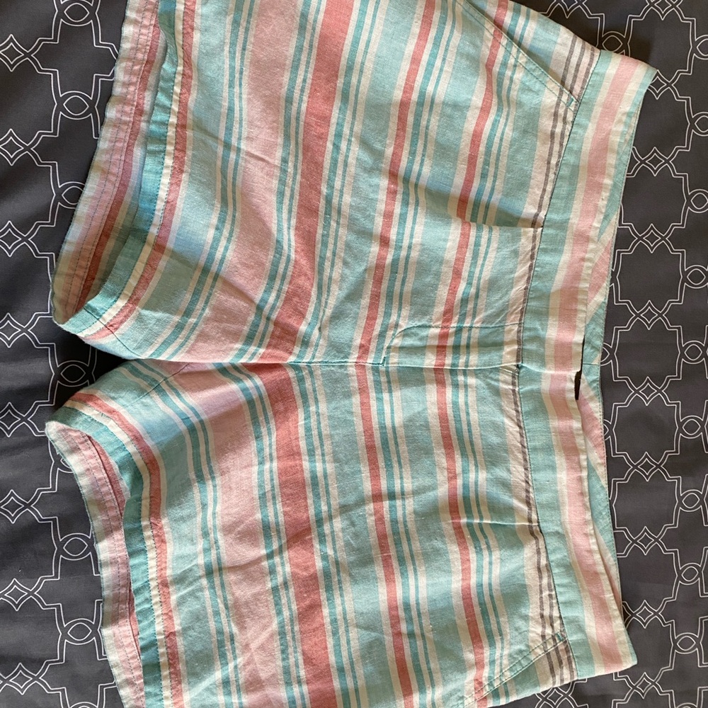 Tommy Bahama Striped Shorts Pastel sea foam green Pink and White Sz 14 like new
